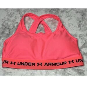 Under Armour Compression Sports Bra Support Padded Cross Back Size Medium | Pink